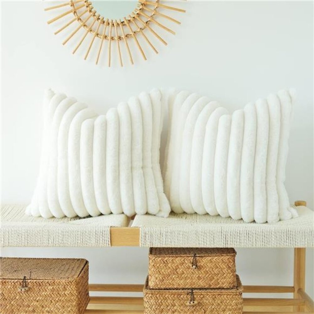 Pack of 2 Faux Fur Plush Decorative Throw Pillow Covers Couch Cushion Case Soft